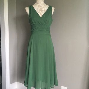 Grass green chiffon cocktail dress